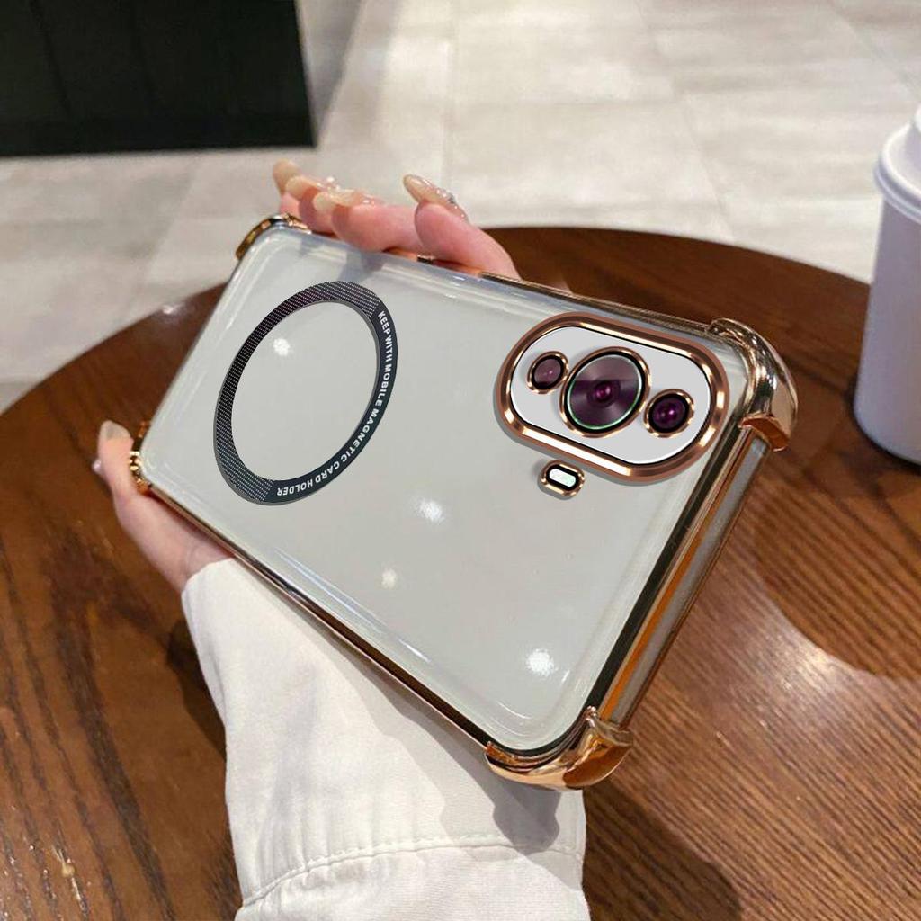 Case for HUAWEI Nova 12s,Nova 11 Pro,Nova 11 Clear Magnetic Casing Electroplated Lens Frame Phone Cover