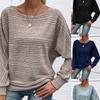 Damen Batwing Dolman Langarm Rippstrick Oberteil Rundhalsausschnitt Locker Oversized Lässiger Pullover Pullover Herbst Winter Basic Bluse
