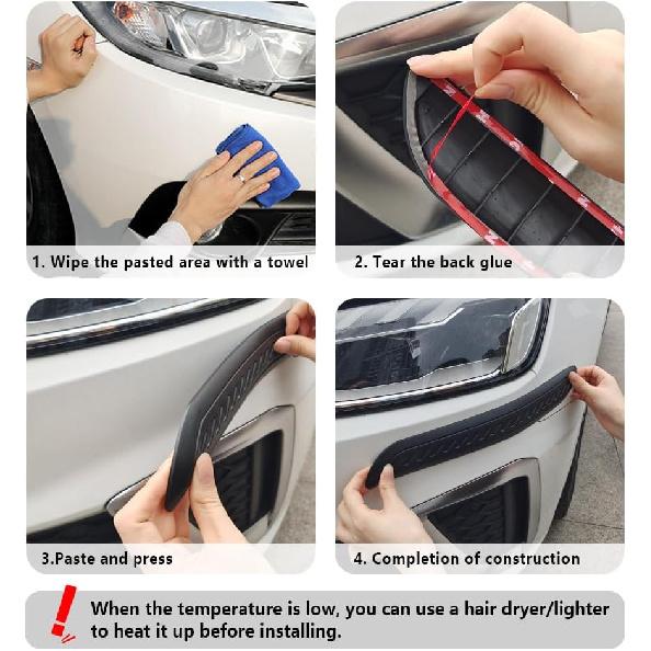 2PCS Rubber Car Bumper Guard,Anti-Collision Anti-Scratch Car Rear Bumper Protector Strip,Universal Car Bumper Protector Guard Car Exterior