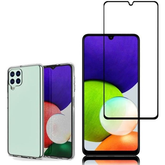 Coque et film de protection - TRANSPARENT - Samsung Galaxy A22 4G - UltraSlim - Silicone gel - Verre trempé