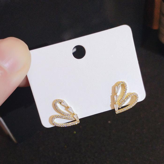 Love Stud Earrings Trendy Cold Wind Earrings Imitation Zircon Earclips Women'S Earrings Without Earrings