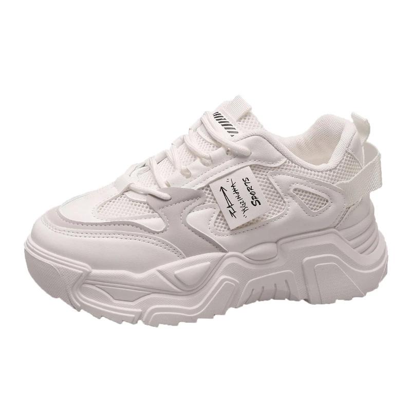 Fashion Ladies Shoes 2024 Brand Lace-up Women's Vulcanize Shoes Fashion Round Head Ladies Casual Shoes New Color Matching Mesh Sneakers