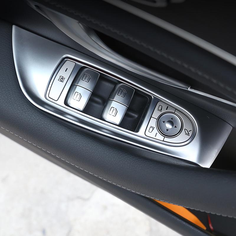 Carbon Fiber Silver Inner Door Armrest Window Lift Switch Button Cover Trim For Mercedes Benz E Class W213 2016- Car