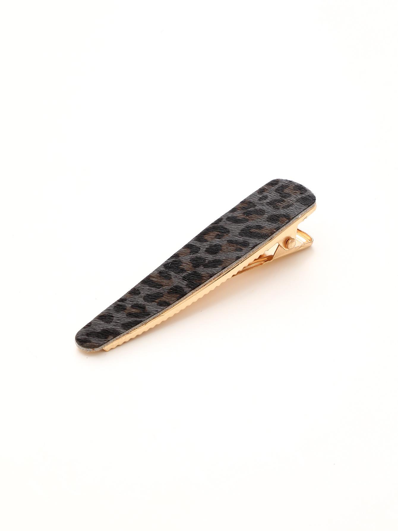 Retro Leopard & Cow Print Genuine Leather Korean Style Bangs Side Clip