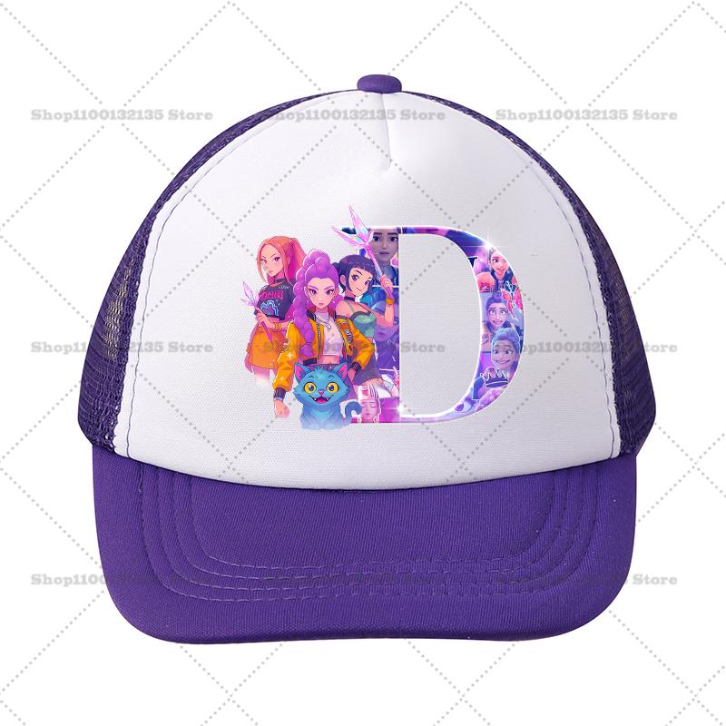 Kpop Demon Hunters Girl Baseball Cap Kawaii Sun Hat Parent Child Couple Casual Outdoor Hats Peaked Birthday Gift 26letters Round Sensory Compression
