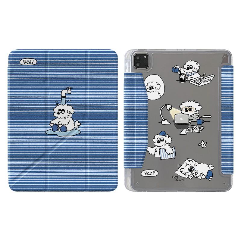 Kawaii Bear Polka Dot Y-Fold Tri-Folio Case IPad 11 Air 7 6 10 With Pencil Slot Cartoon Style