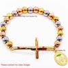 8mm Random Three-Color Bead Stainless Steel Handcrafted Cross Bracelet