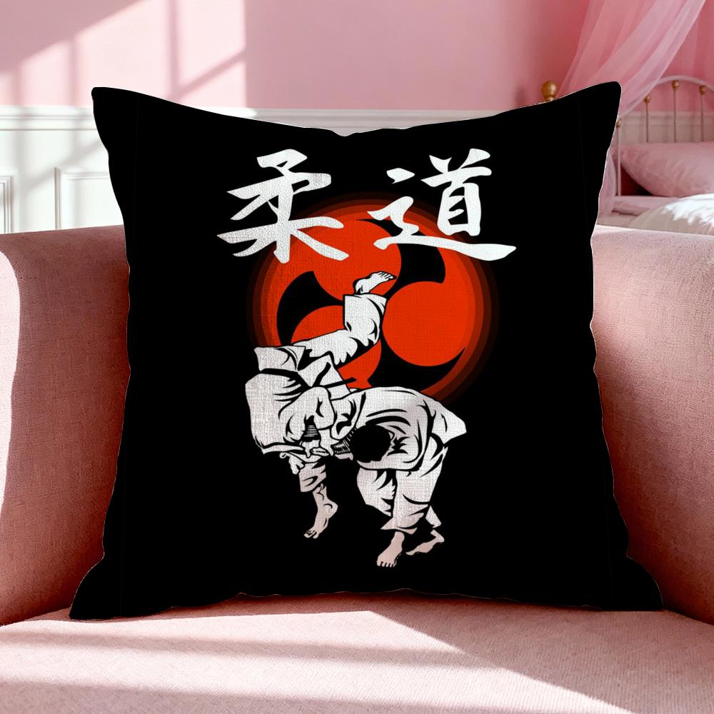 Sport J-Judo Cushion Cover Breathable Linen Pillowcase Summer Odorless Eco-Friendly Invisible Zipper Washable