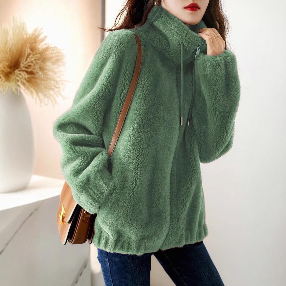 Women's Double-Sided Coral Fleece Jacket - Thick, Fleece-Lined Cardigan for Autumn/Winter