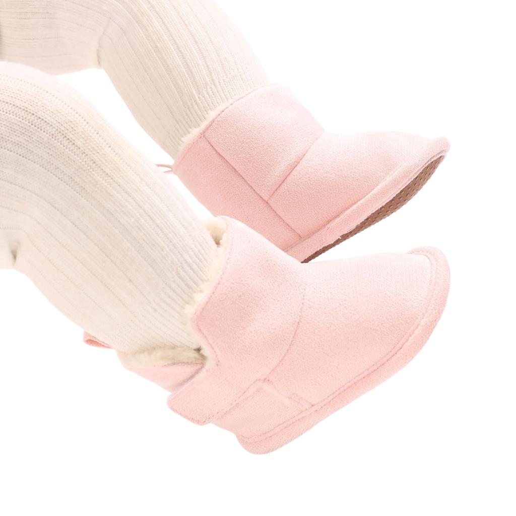 Baby Boys Girls Lined Winter Walking Shoes with Flat Toe Design