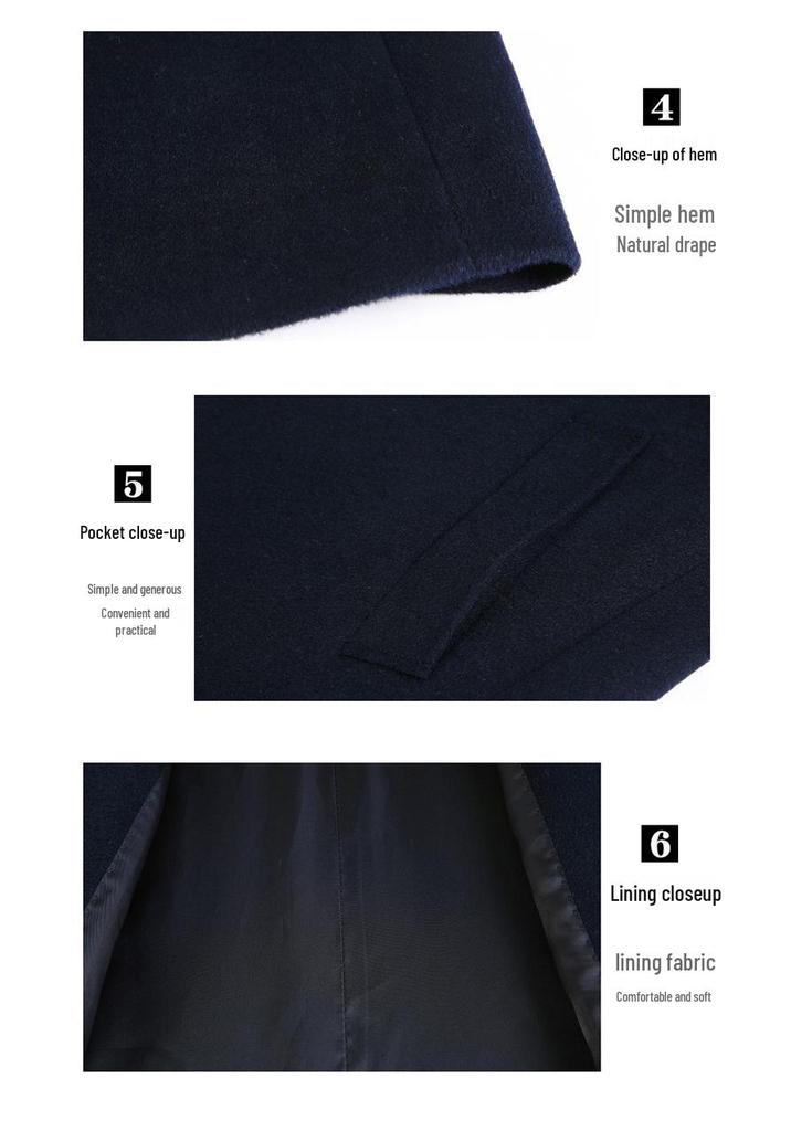 Men's Mid-Length Wool Cashmere Coat - Autumn/Winter Style for Middle-Aged & Elderly