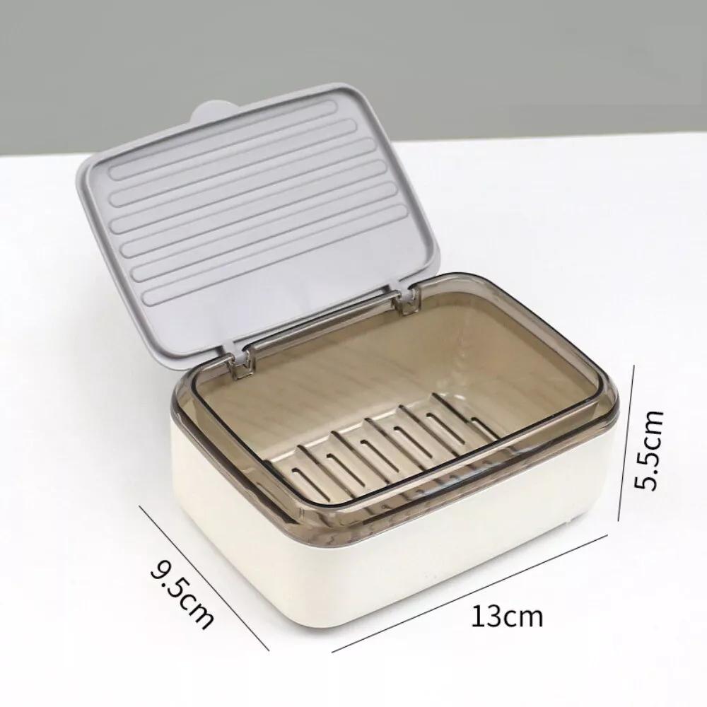 2025 Hot Double-layer Soap Box Household Bathroom Non-punching Hollow Drain Soap Box with Cover Dust Soap Box Holder
