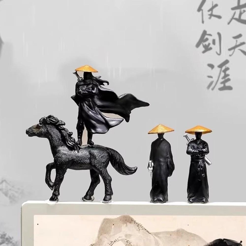 2/3/4pcs Creative Car Interior Decor Miniature Samurai Figurines Home Office Decor