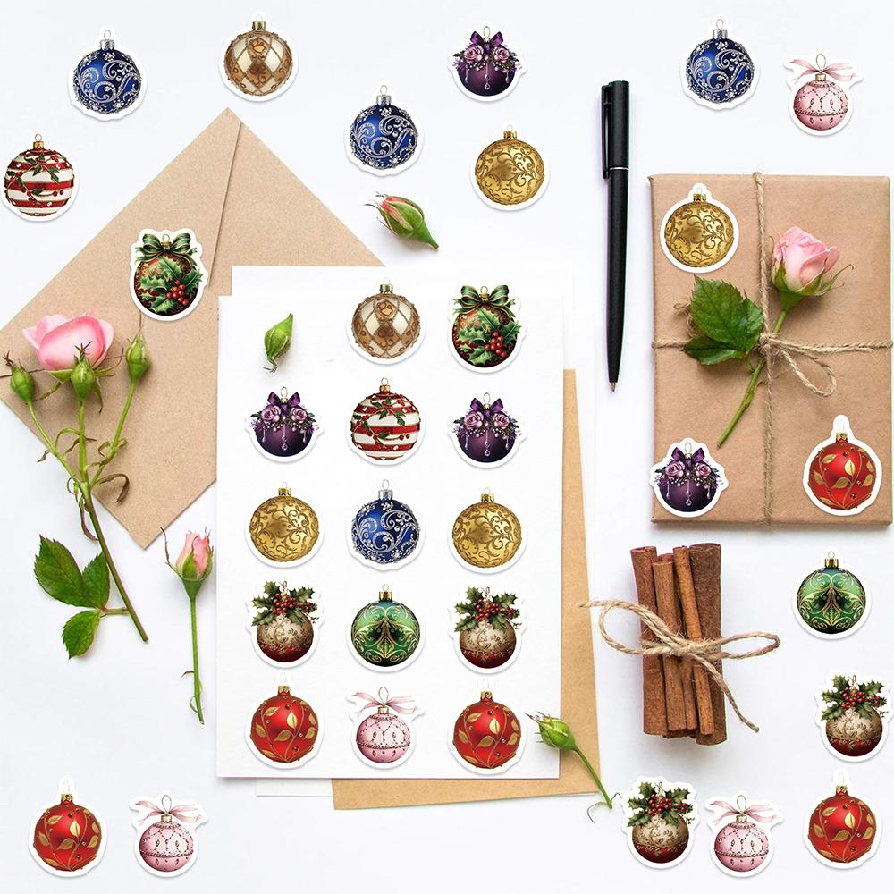 500pcs Kawaii Cartoon Christmas Ball Seal Stickers Festival Decoration Decals Roll DIY Hand Account Cute Reward Sticker Toy Gift
