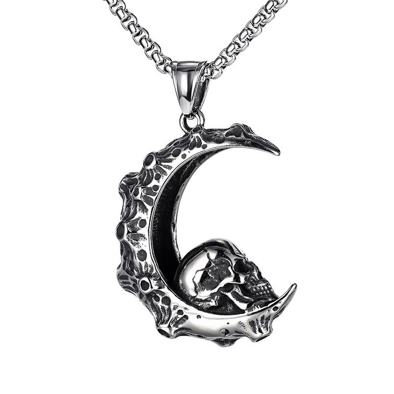 New Necklace Skull Fashion Moon Skull Street Style Men's Pendant
