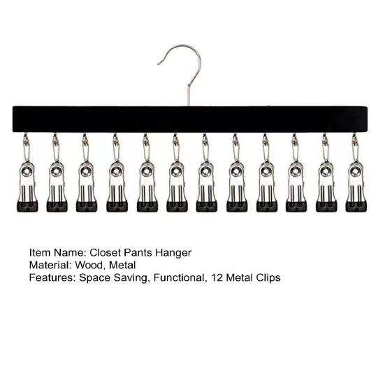 Schrank Hosenbügel mit 12 Klemmen Platzsparend Schrank Organizer Spurloser Metall-Klipsbügel für Yogahosen Leggings Jeans Röcke