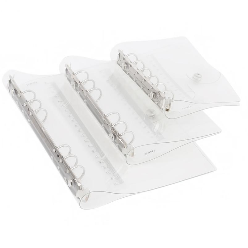 1Pc Transparent Notebook Binder Student Planner Binder Office Supplies 6 Ring A7/A6/A5