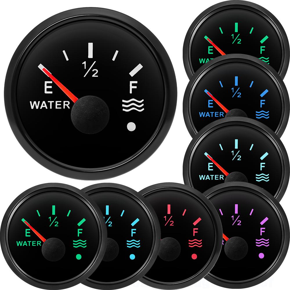 2" 52mm Water Level Gauge with Alarm 0-190 OHM Water Level Meter Indicator 240-33 OHM for Auto Car Boat Yacht Marine 12V 24V DC