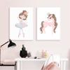 Ballet Princess Nursery Wall Art Canvas Painting Nordic Poster Unicorn Swan Print Wall Pictures for Baby Kids Bedroom Decoration