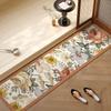 Retro Garden Floral Long Bathroom Mat Non Slip Anti Fatigue Washable Floor Rug for Indoor Use Home Decor