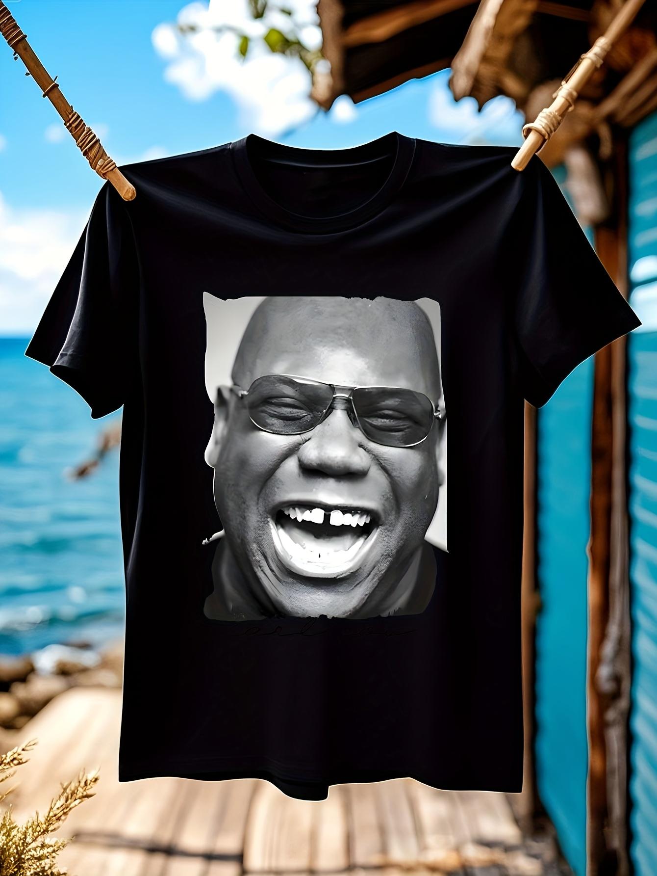 DJ Carl Cox Graphic T-shirt - 100% Cotton Funny Music Festival Tee with Smiling DJ Print XXL