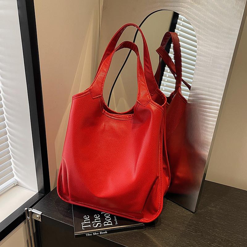 Solid Color Elegant Pu Inner Pocket Comfortable Double Straps Women Travel Bags