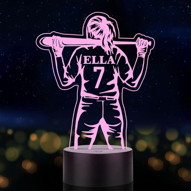 Personalized Name Football Light, Custom Player's Name & Number Table Lamp, LED Night Light Gifts for Football Fan, Birthday, Christmas, New Year,