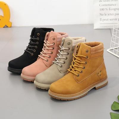 Fashion Women's Boots Fashion High Top Casual Leather Boots Lace Up Ankle Booties Outdoor Non Slip Platform Boots Botines Para Mujeres