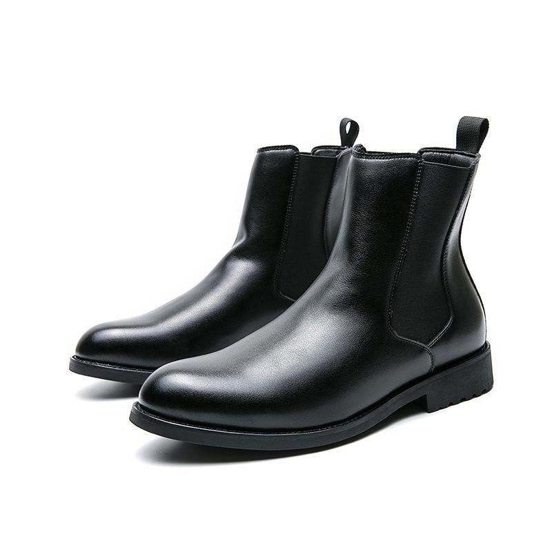 British Style Men's Plus Size Chelsea Ankle Boots - Autumn Winter Fashion, European American Trend, Leather, Slip-on