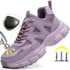 Zapatos de seguridad de moda para mujer, nuevas botas de seguridad para el trabajo con punta de acero, zapatillas de trabajo transpirables, zapatos de trabajo deportivos livianos, botas industriales para mujer