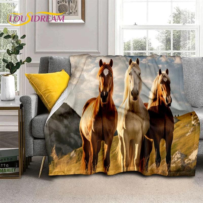 Horse Pentium Gallant Steed 3D Animal Blanket,Soft Throw Blanket for Home Bedroom Bed Sofa Picnic Travel Office Cover Child Gift