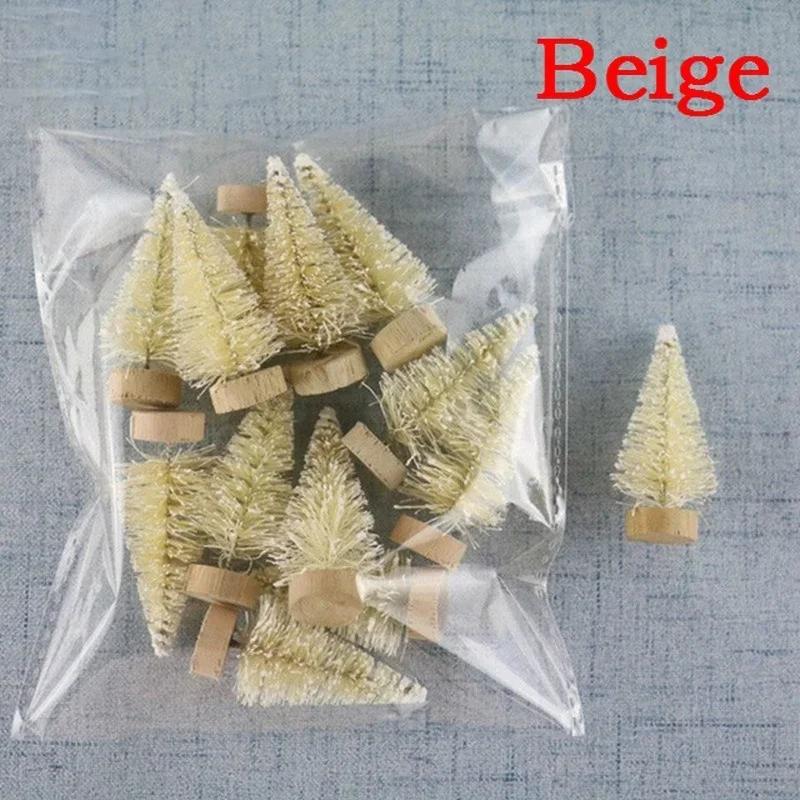 

12Pcs/Bag Mini Christmas Tree Home Decoration Small Christmas Tree Mini Tree Xmas Tree Household Festival Party Decoration Other бежевый