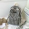Striped Pattern Fashionable Student Canvas Backpack For Casual Daily Use