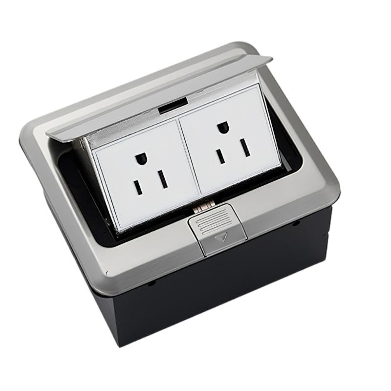 Strong Steel Ground Power Outlet with Spring Loading Popup Mechanism Corrosion Resistant Floor Port US Compatible
