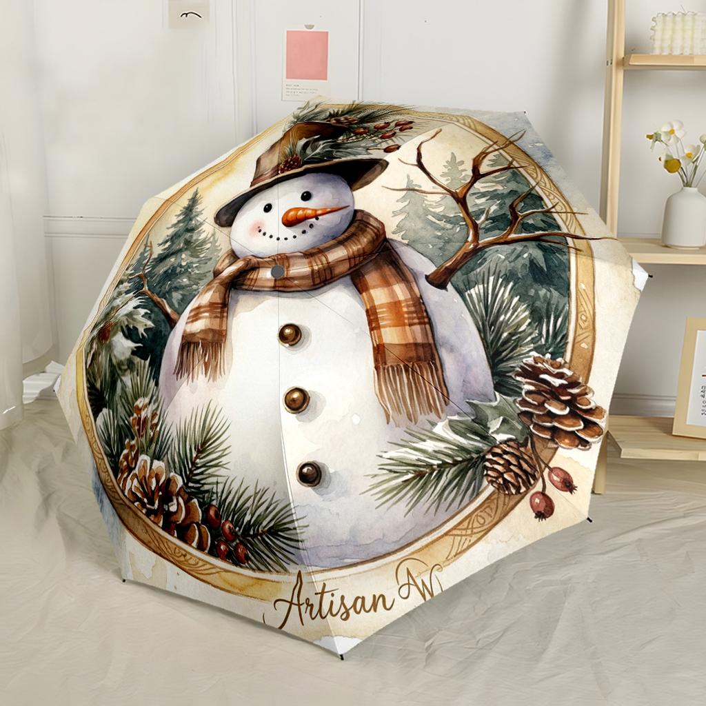 Christmas Santa Claus Portrait Compact Travel Automatic Umbrella Compact 8-Rib Design Compact Design for Outdoor Daily Use Fashion Lovers