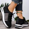 Fashion Black Breathable Mesh Sneakers Shoes Women Spring Autumn Comfortable Lace-Up Shoes Women Striped Lightweight Female Sports Shoes