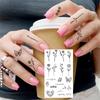 1 Hoja Araña Letra Flor Patrón Pequeño Tatuajes Temporales Para Mujeres Dedo, Pegatina de Tatuaje Falso Realista de Larga Duración