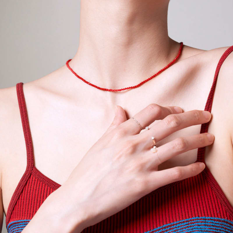 

Pepe Zoo [Pietra] Red Coral Gemstone Necklace 32cm+(8cm)