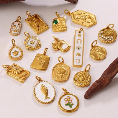 Stilvoller Edelstahl-Anhänger mit Goldprägung – Trendiges europäisches & amerikanisches Schmuckaccessoire