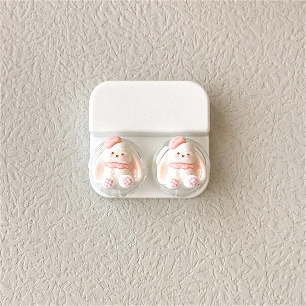 

Portable ABS Contact Lens Case Cartoon With Suction Wand Lens Box With Tweezers Drawer-Style Lens Case Travel белый