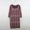 House Spring Export European and American Plus Size Women's Clothes Round Neck Print Nine-Quarter Sleeve Knitting Dress Sweater Umbrella Skirt