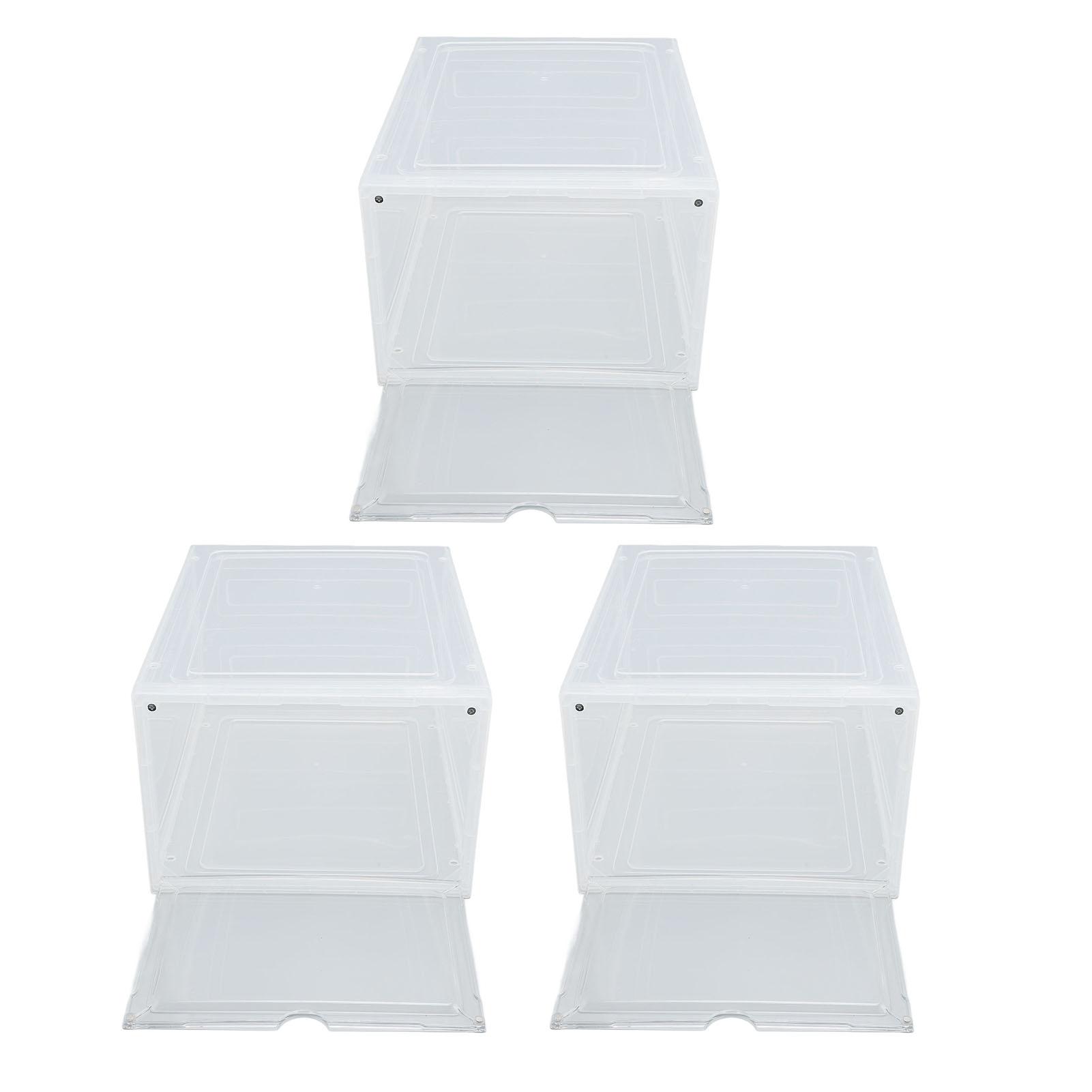 Shoe Storage Box Thick Side Opening Space Saving Transparent Stackable Shoe Foldable Shoe Rack Container Holder for Shoes Clothes