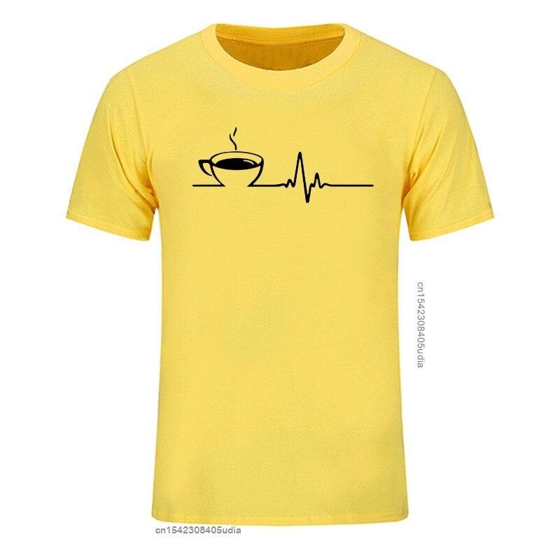T Shirt Brand Men Short Sleeve Round Collar Coffee Heartbeat Camisas Casual The Funny Tshirt Printing T Shirts
