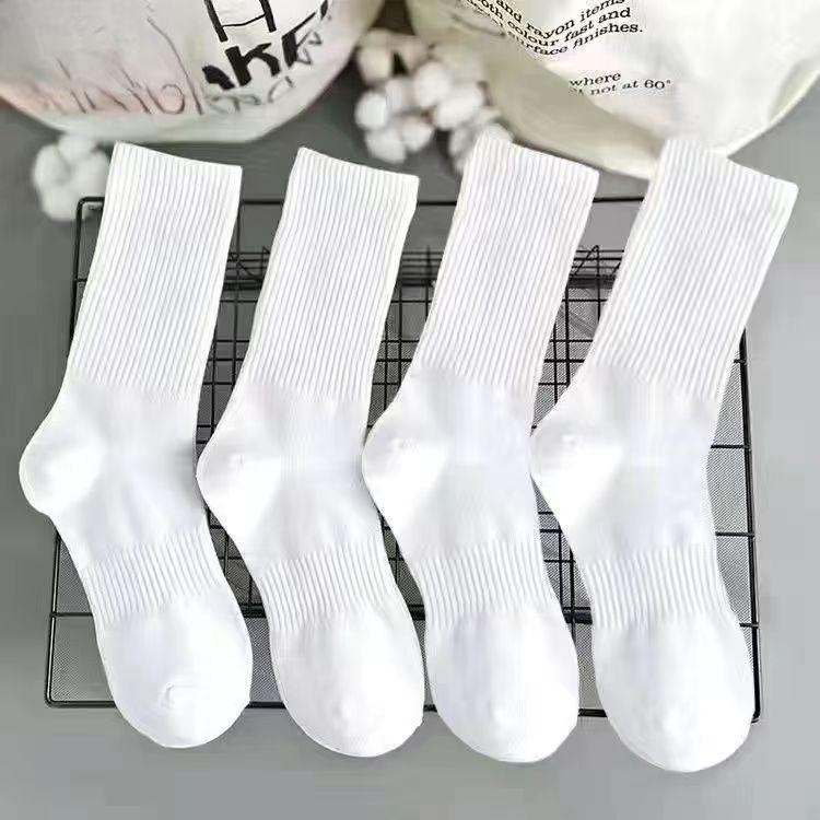 Unisex Mid-Tube Sports Socks - Black, White, Gray, Soft Cotton, Simple Design