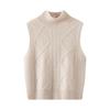 Women's Double-Sided High-Neck Cable Knit Wool Vest - Sleeveless, Thick, Perfect for Autumn/Winter Layering