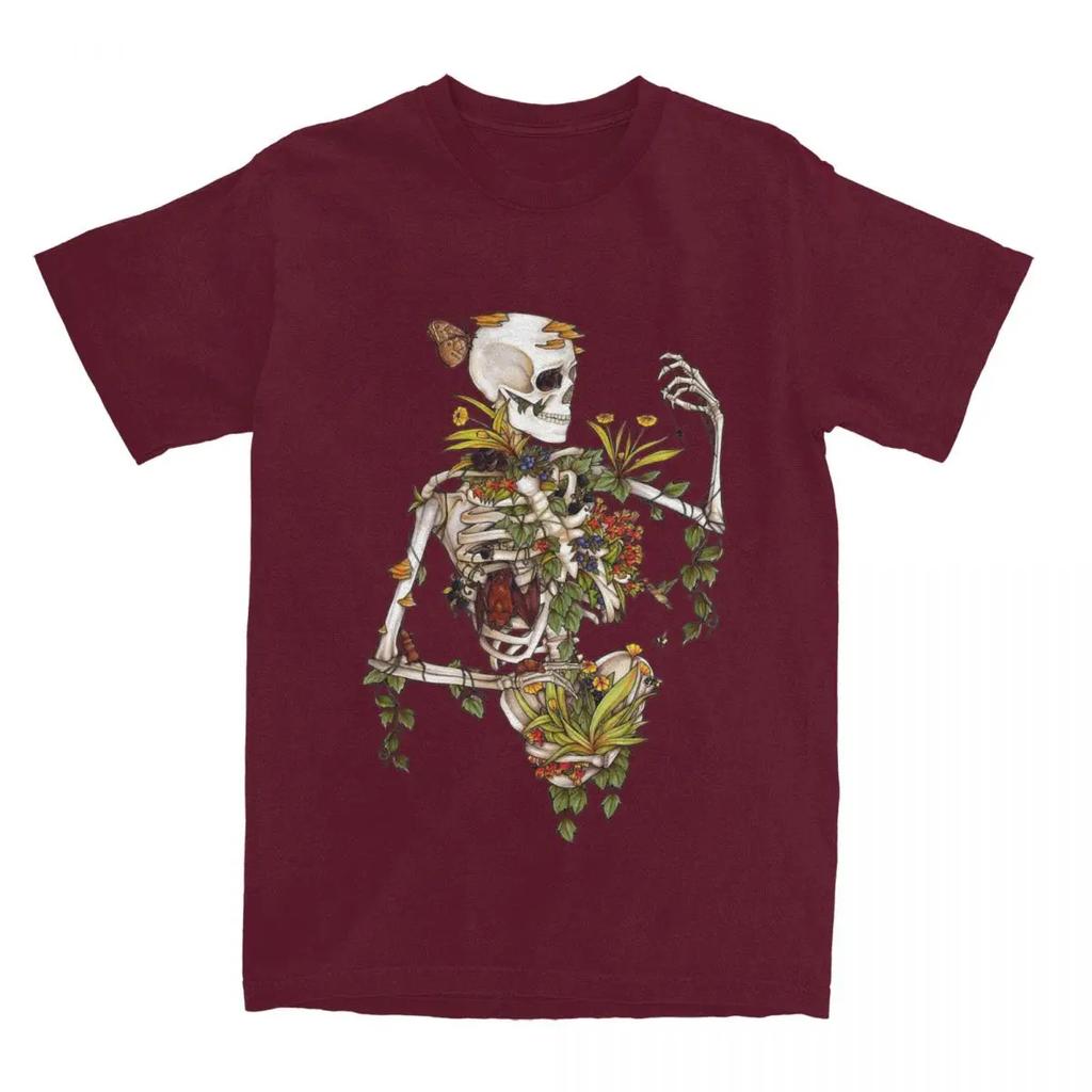 Crazy Bones Und Botanik T-Shirts Herren Damen Reine Pflanzen Skelett Schädel Kunst T-Shirts Shirt Bedruckte Kleidung