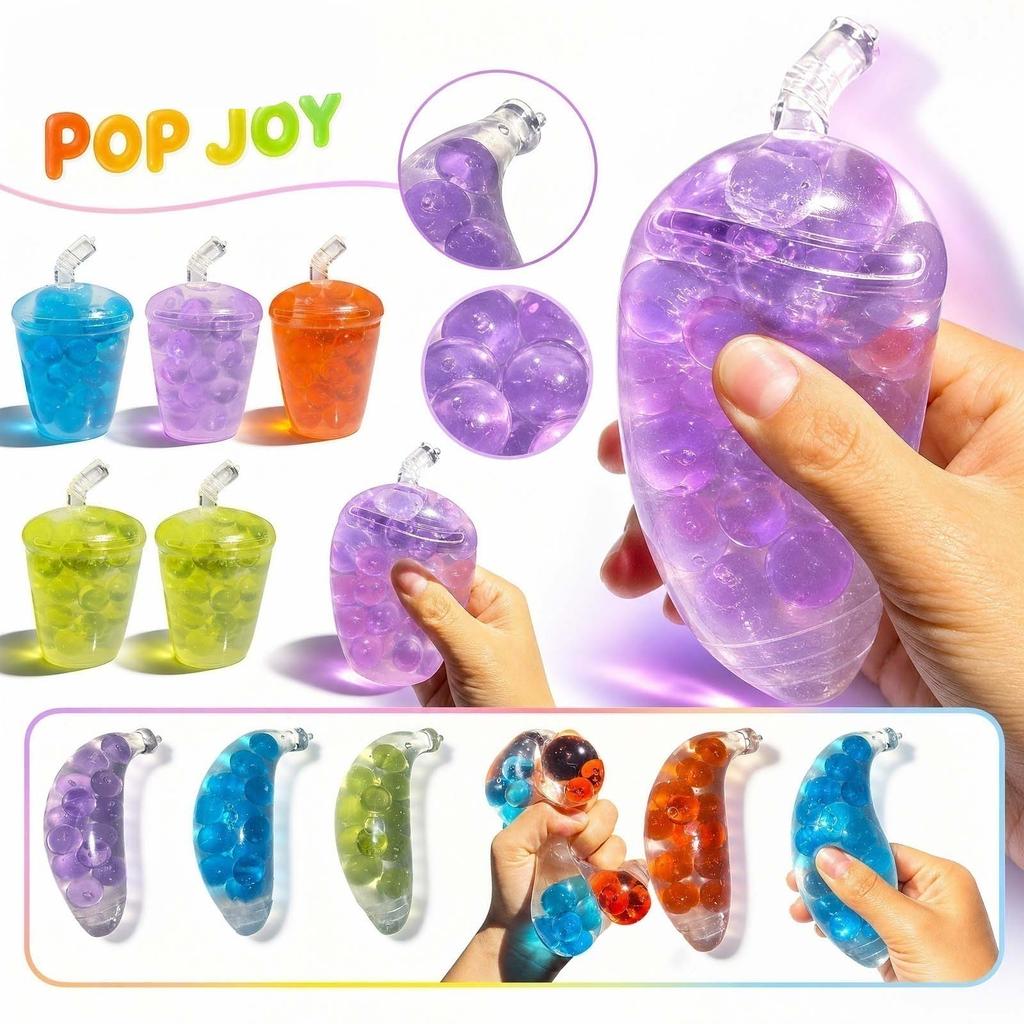 10ml Squeeze Toy with Beads Liquid Filled Stress Relief Sensory Fidget Toy Soft Flexible Material for Hand Exercise and Relaxation