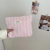 Stripe Canvas Cosmetic Bag Large Capacity Travel Toiletry Organizer for Women Portable Makeup Storage