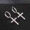 925 Sterling Silver Cross Drop Earrings with Bright Cubic Zirconia Unisex Gorgeous Party Jewelry Trendy Piercing AccessoriesGood product