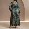 Women S Long Sleeve Round Neck Midi Dress Gradient Print Plus Size Elegant
